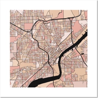 Toledo Map Pattern in Soft Pink Pastels Posters and Art